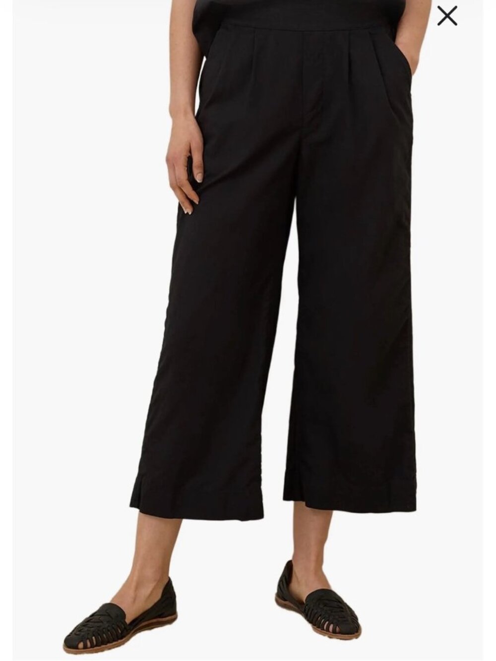 Pact Black Cropped Wide-Leg Pants